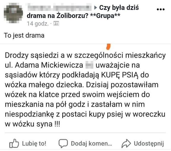 skrin wpisu na Facebooku