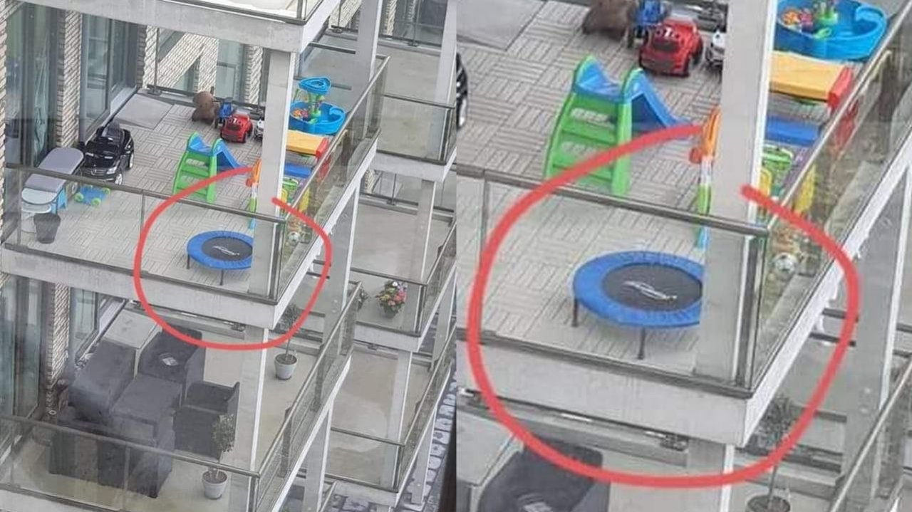 Trampolina na balkonie. To zdjęcie obiegło sieć. Czy tak postępują odpowiedzialni rodzice?