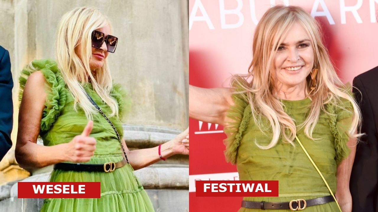 Monika Olejnik na festiwalu w Gdyni w tej samej zielonej tiulowej sukience, co na weselu Edwarda Miszczaka i Anny Cieślak!