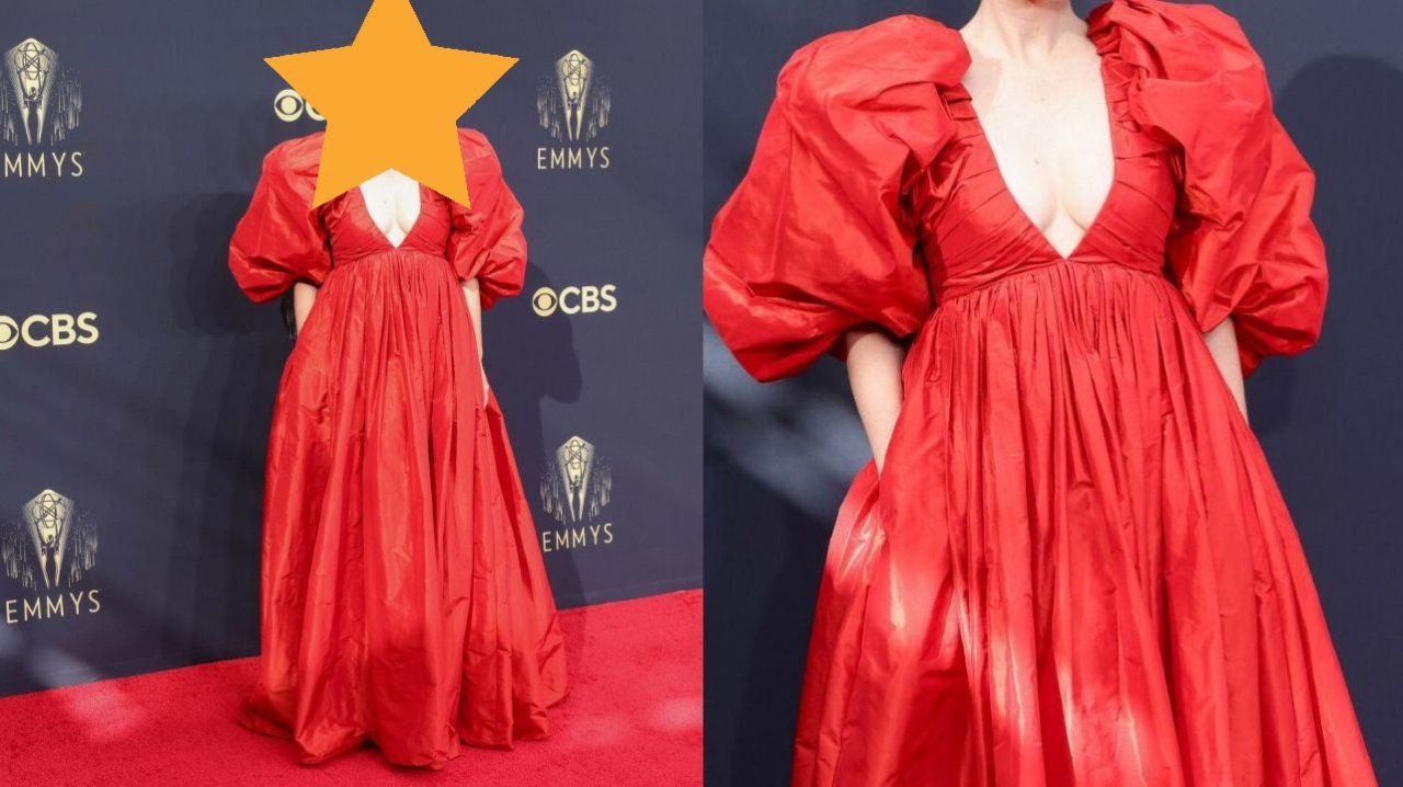 To najgorsza czy najlepsza stylizacja na gali Emmy 2021? Kto się ubrał w tę czerwoną olbrzymią marszczoną suknię z tafty?