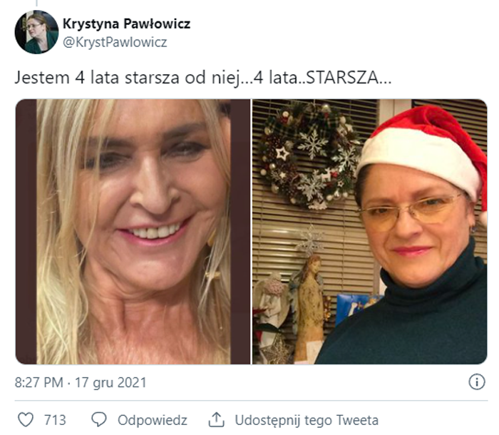 Uśmiechnięta Krystyna Pawłowicz obok Moniki Olejnik