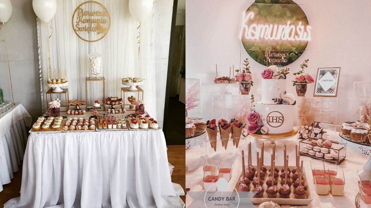 Słodki stół na komunię 2022 - pomysły na dekoracje i słodkości
