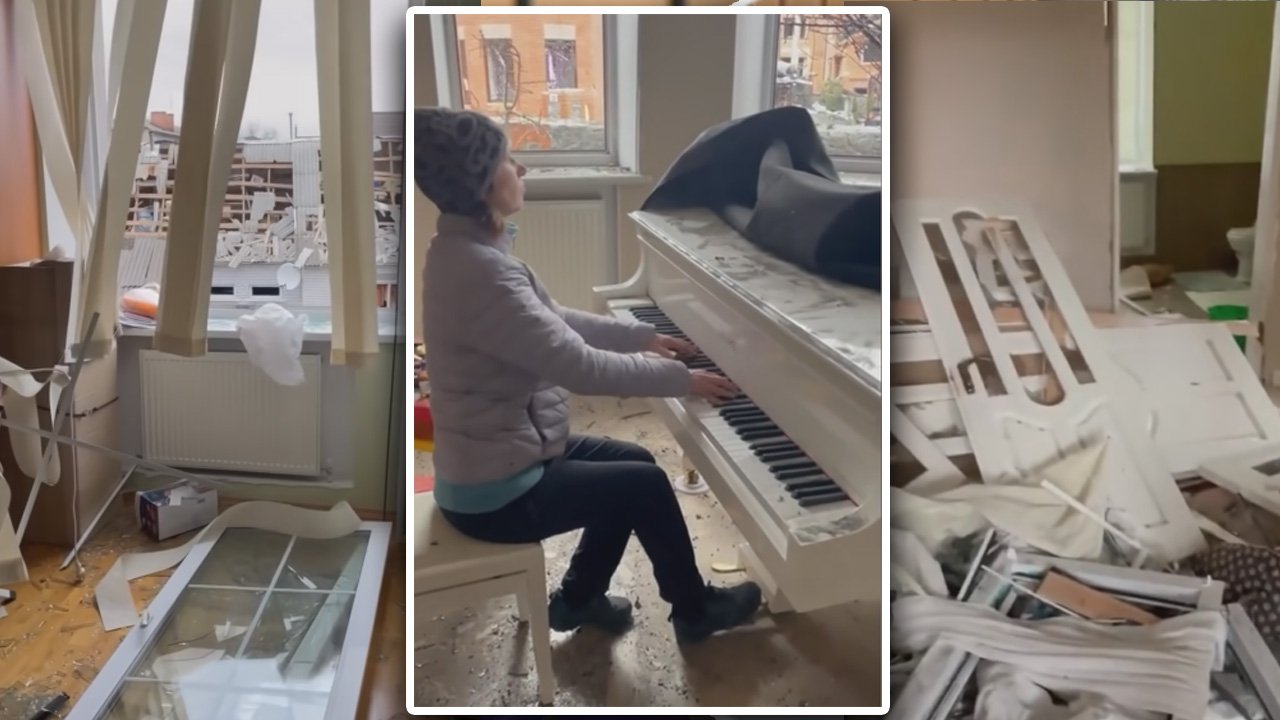 Wzruszające: Ukrainka gra Chopina w swoim zbombardowanym domu... Łzy cisną się do oczu