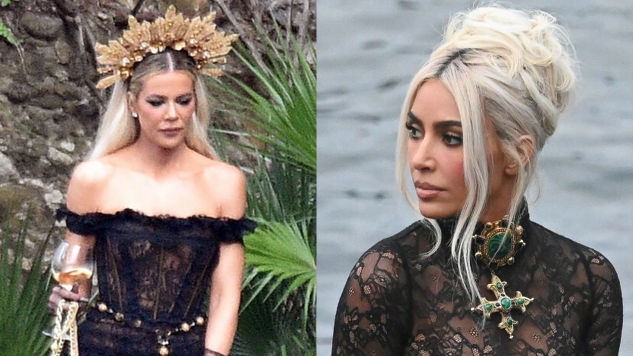 Kim Kardashian i Khloe Kardashian w czarnych koronkowych sukienkach na wesele. Która wyglądała lepiej na ślubie Kourtney?