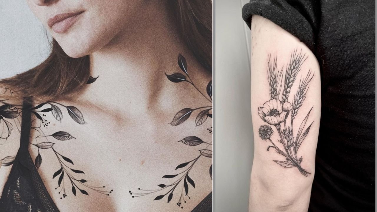 #fliedflowertattoo - tatuaż polnych kwiatów. To hit wśród kobiet! Zobacz najlepsze projekty!