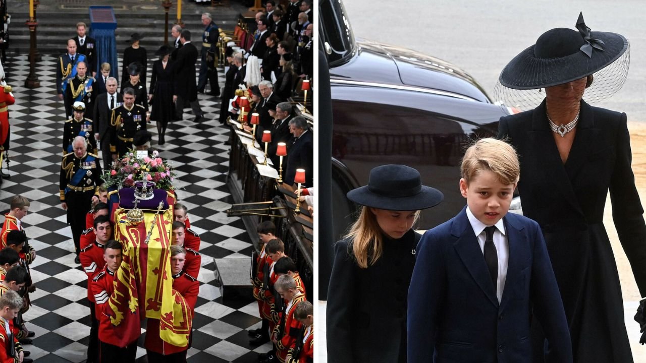 Księżna Kate z dziećmi na pogrzebie Królowej Elżbiety II. Księżniczka Charlotte i książę George zachowali się nad wyraz dojrzale!