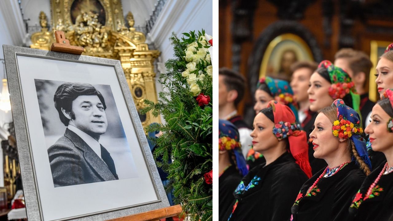 Pogrzeb Jerzego Połomskiego. Bliscy i przyjaciele żegnają artystę. Uroczystości otworzył zespół ludowy