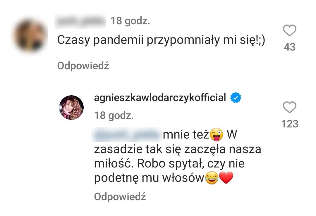 Agnieszka Włodarczyk, wpis na Insatgramie
