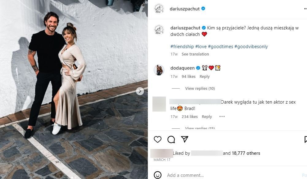 Doda w białej sukience, obok Dariusz Pachut