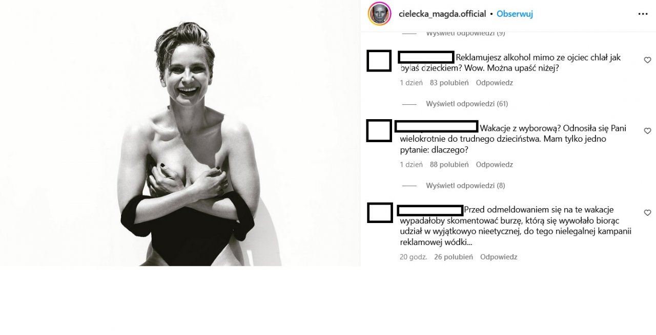 Screen z Instagrama Magdaleny Cieleckiej
