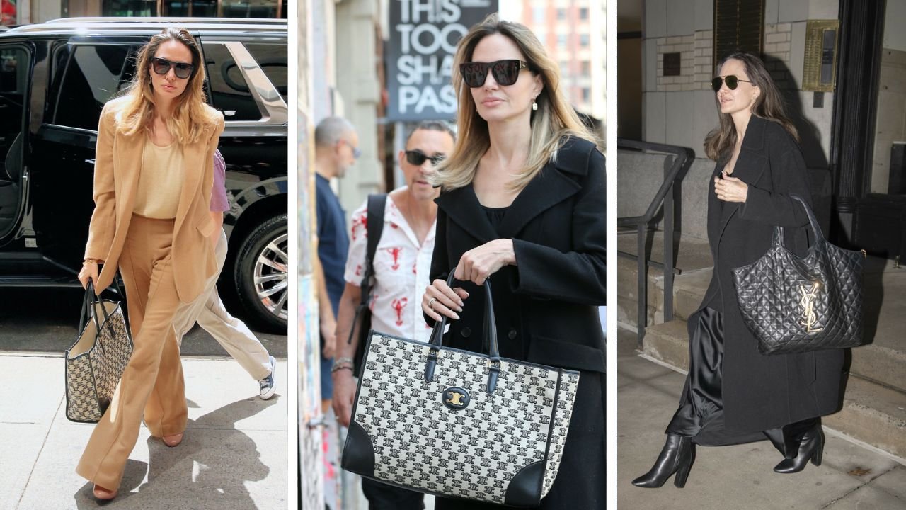 Jesień 2023 według Angeliny Jolie — camel look, duża torba, czarny płaszcz. Trendy propozycje w stylu gwiazdy
