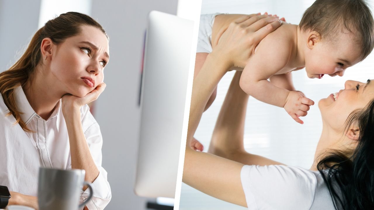 jedna kobieta ubrana na biało patrzy znudzona a obok druga kobieta ubrana na biało trzyma dziecko