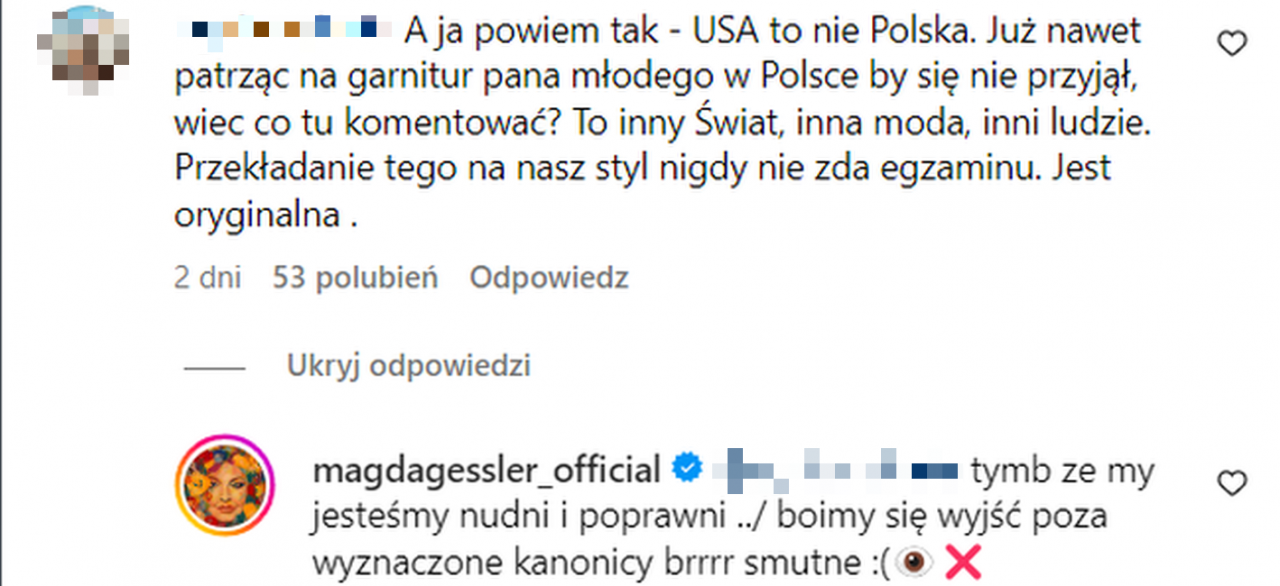 Magda Gessler, komentarz na Instagramie o Polakach