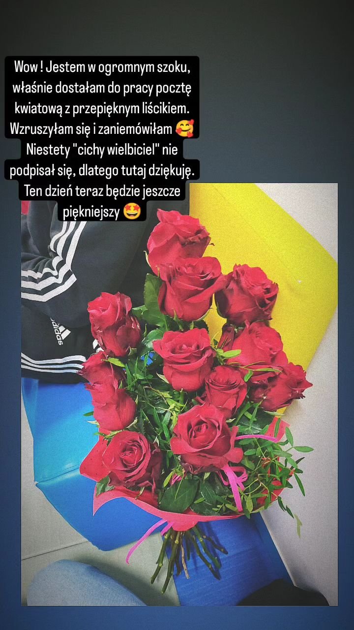 Wpis Kingi ze Ślubu od pierwszego wejrzenia na Instagramie, bukiet czerwonych róż