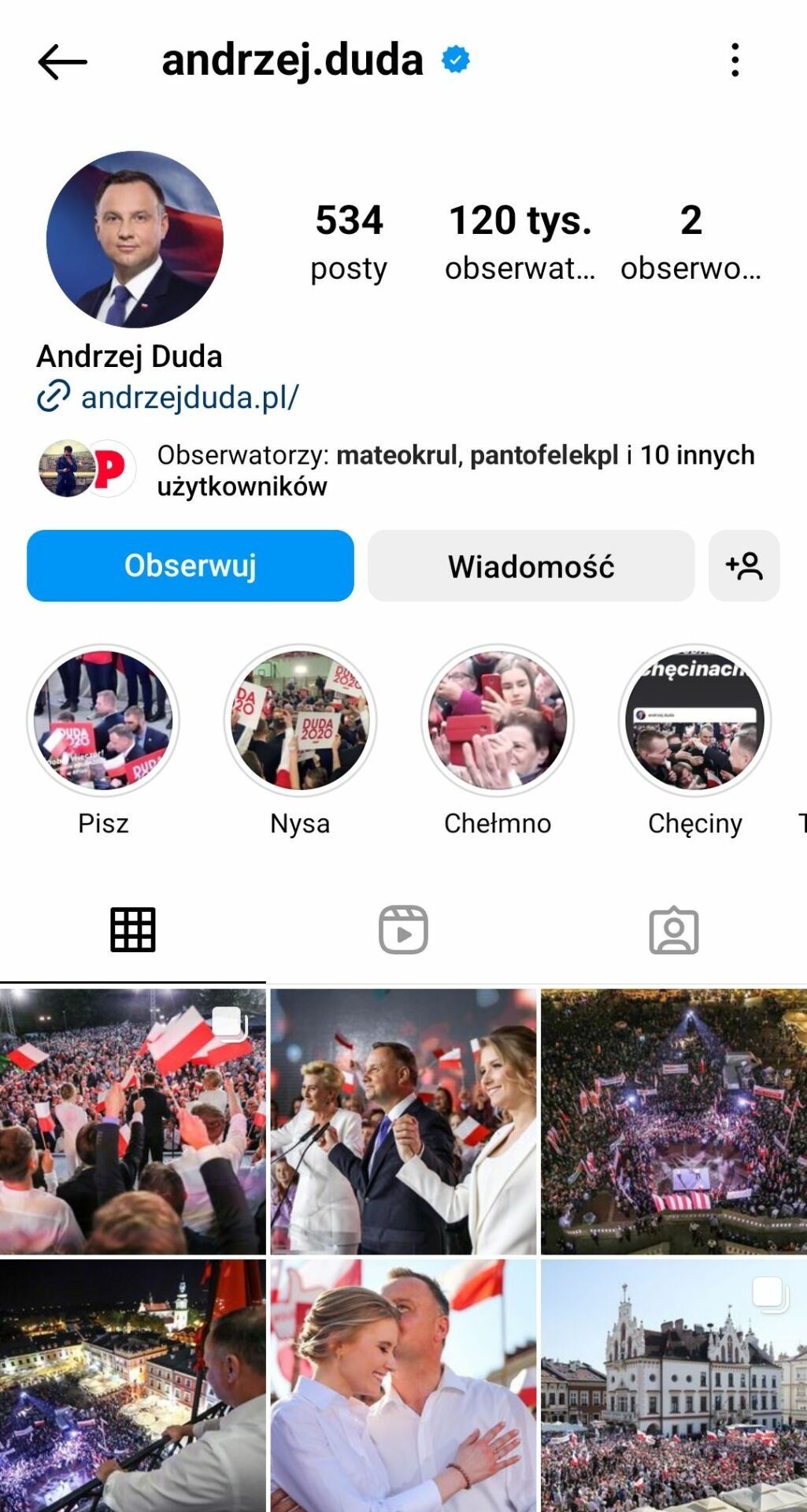 Andrzej Duda, Instagram do promowania aktywności prezydenckiej