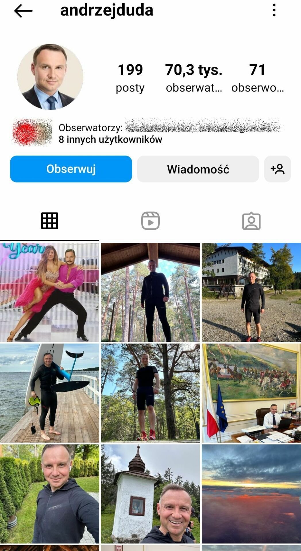 Andrzej Duda, Instagram prywatny