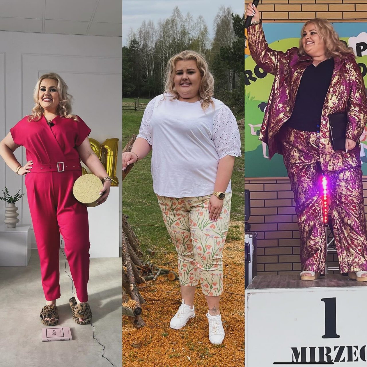 Kinga Zaodnik, trzy zdjęcie pokazuje zmianę wagi