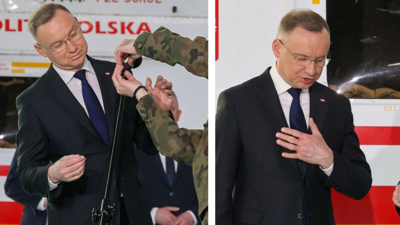 Twardy Andrzej Duda puka w mikrofon. Zabawny gest prezydenta rozbawił internautów [wideo]