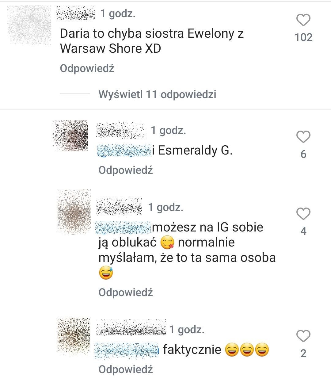 Daria Dędek, komentarze na Instagramie