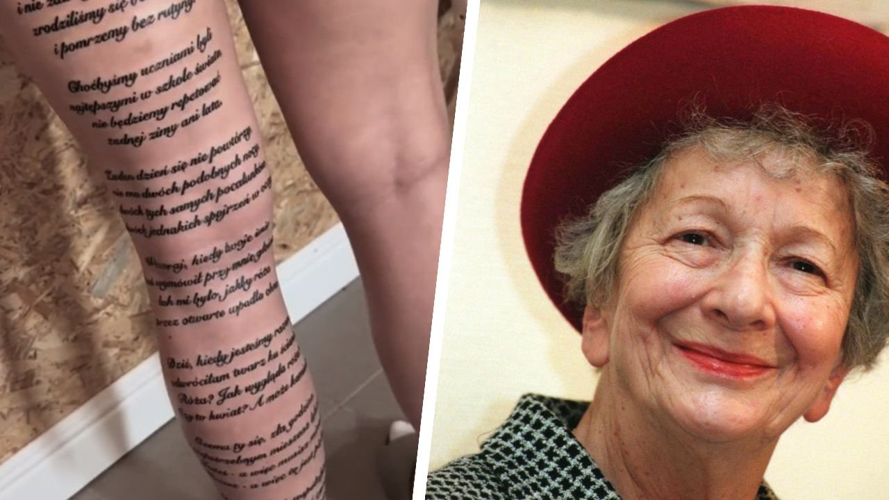 Wytatuowała sobie na nodze wiersz Szymborskiej. Internauci mają złe przeczucia: "Będzie kiedyś żałować" [wideo]