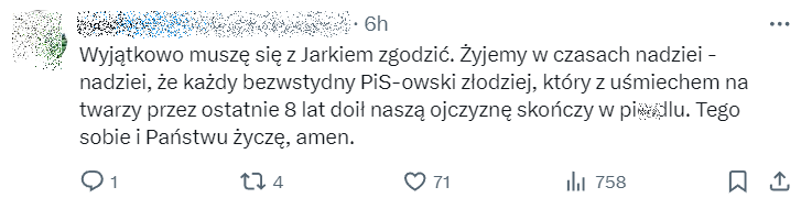 komentarz pod życzeniami wielkanocnymi Jarosława Kaczyńskiego