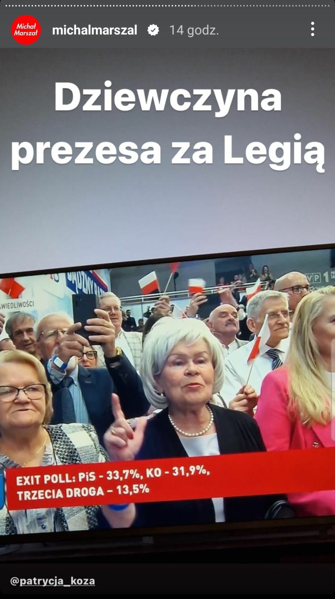 Teresa Mioduszewska w czarnej marynarce i z perłami, sztab wyborczy po wyborach samorządowych