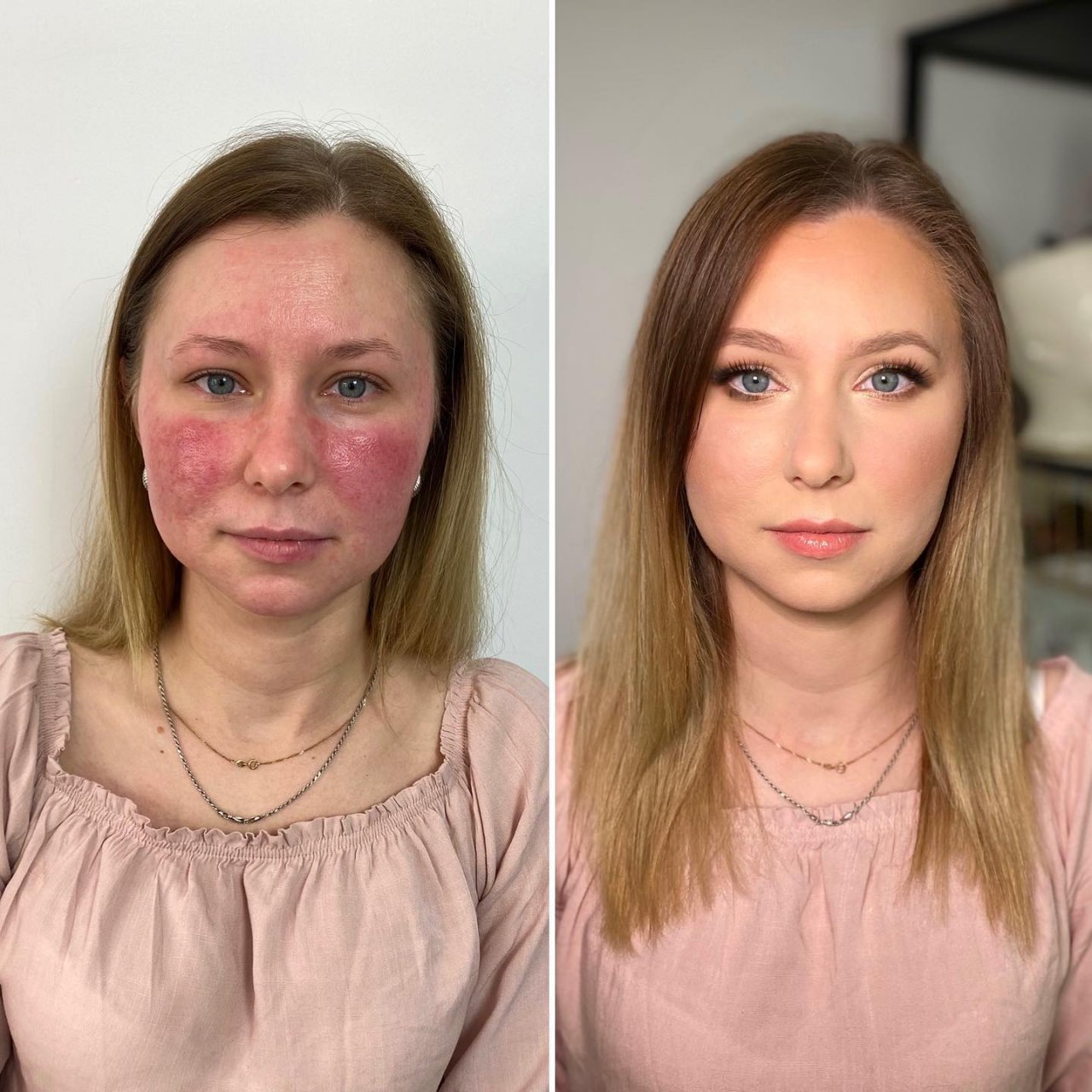 kobieta dwa zdjęcia makijaż