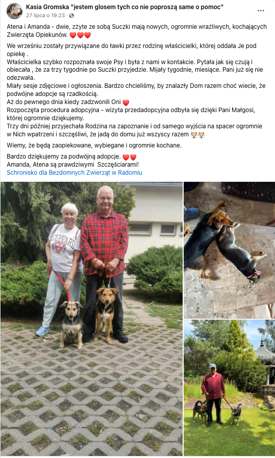 Post Kasi Gromskiej na portalu Facebook