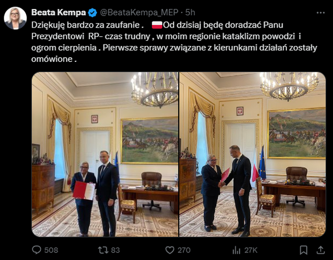 Beata Kempa w garniturze, Andrzej Duda