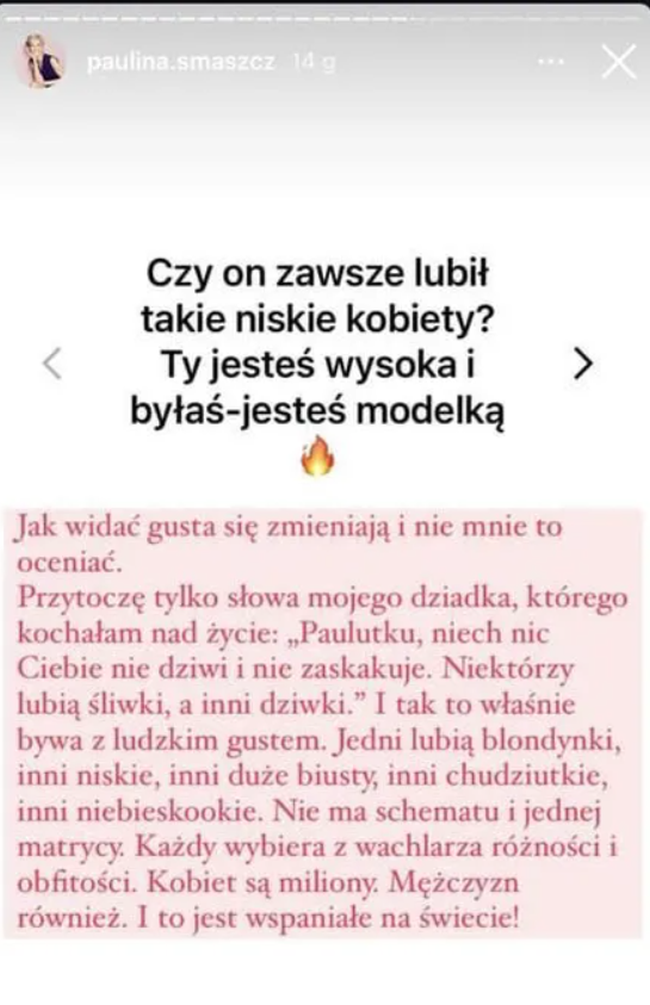Paulina Smaszcz, wpis o Kasi Cichopek