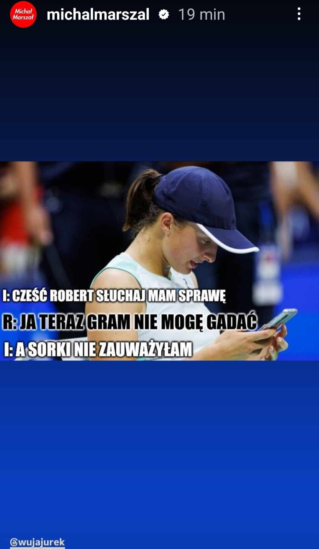 Iga Świątek pisze sms do Roberta Lewandowskiego