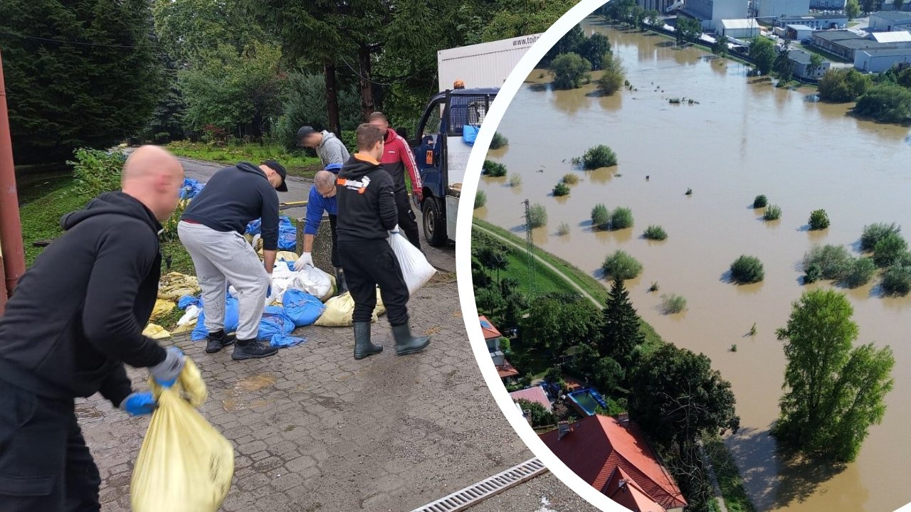Osadzeni ruszyli na pomoc powodzianom. Napełniają worki piaskiem i usuwają skutki zalania