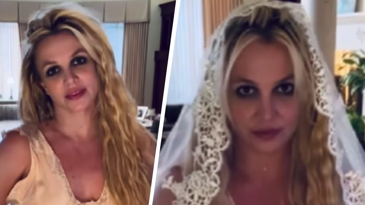 Britney Spears "poślubiła samą siebie". Pokazała się w satynowej sukni ślubnej z welonem [wideo]