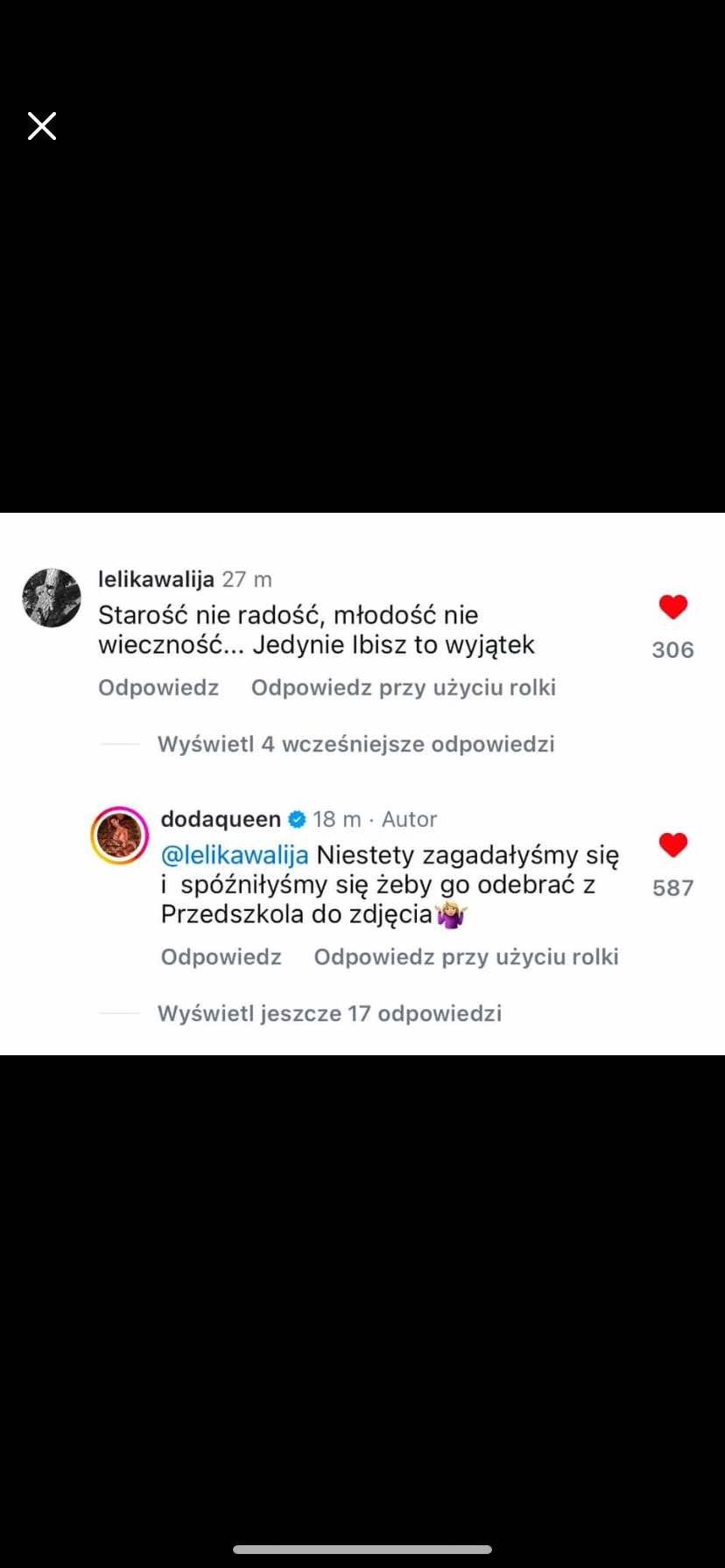 Odpowiedź Dody na komentarz na Instagramie