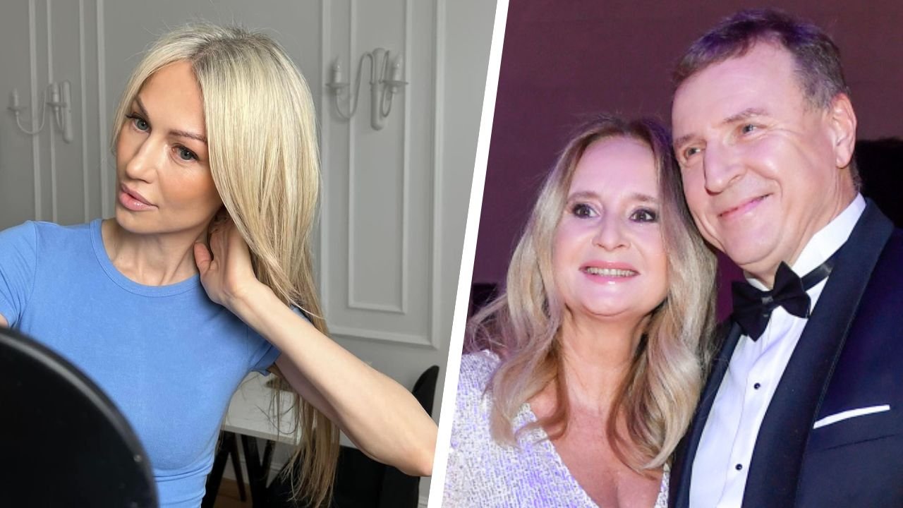 Magdalena Ogórek w niebieskiej koszulce, Joanna Kurska uśmiechnięta