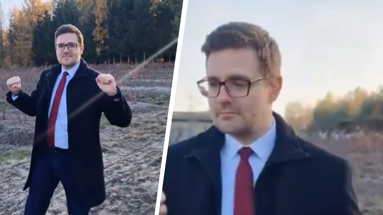 Robert od Jarka świętuje i tańczy w garniaku na polu [wideo]. Kwadratowe ruchy rozbawiły sieć
