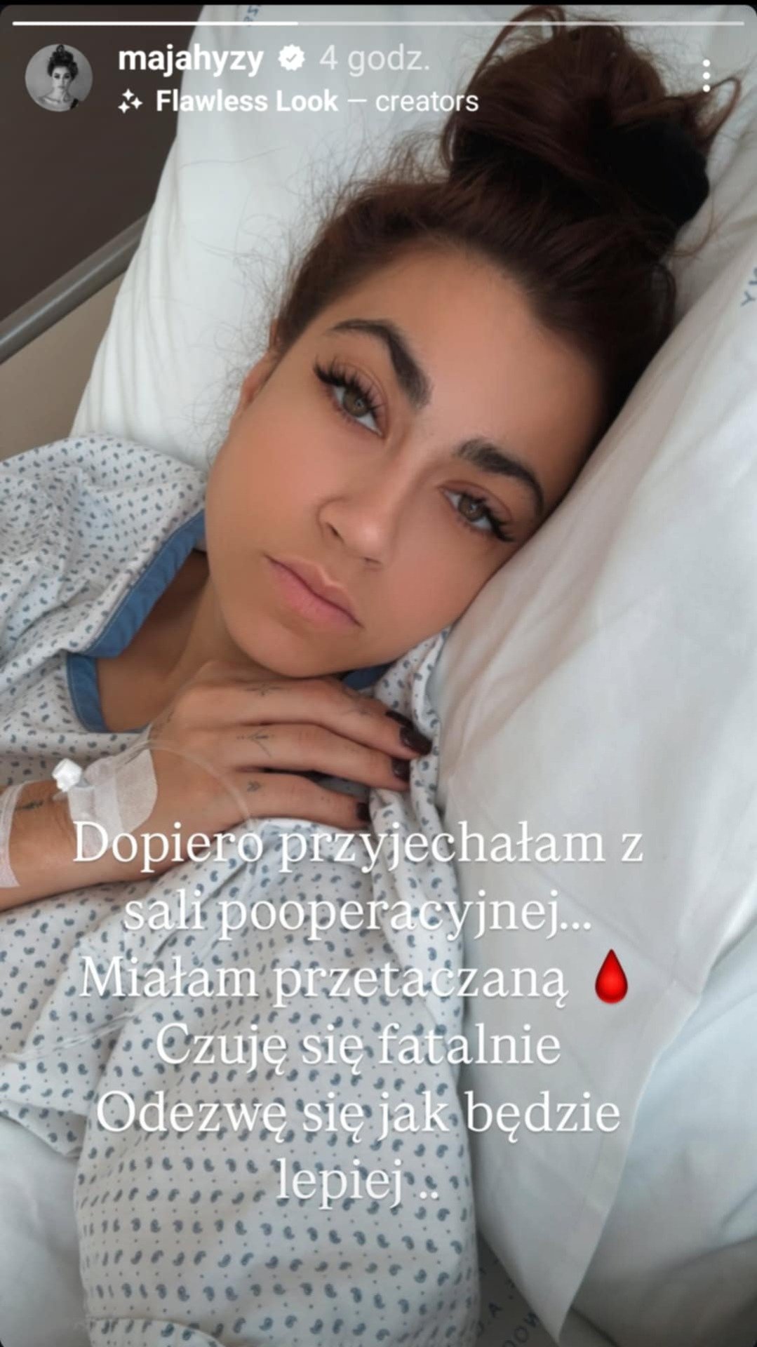 Maja Hyży na szpitalnym łóżku