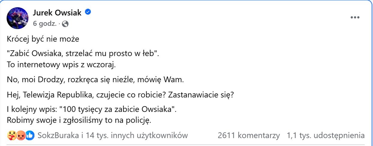 Wpis Jurka Owsiaka