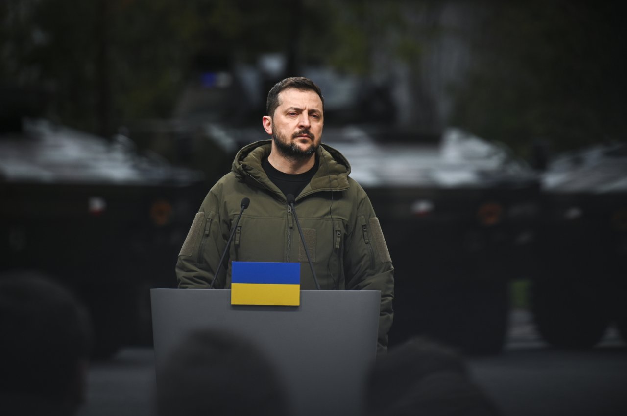 Wołodymyr Zełenski, na mównicy