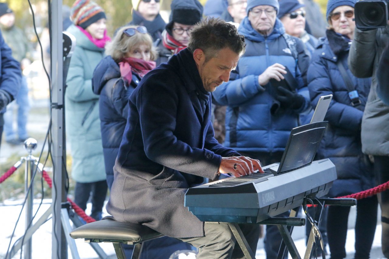 Adam Sztaba na pogrzebie Wojciecha Trzcińskiego