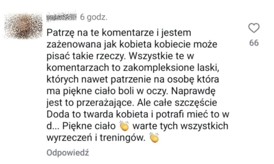 Komentarze pod filmem Dody
