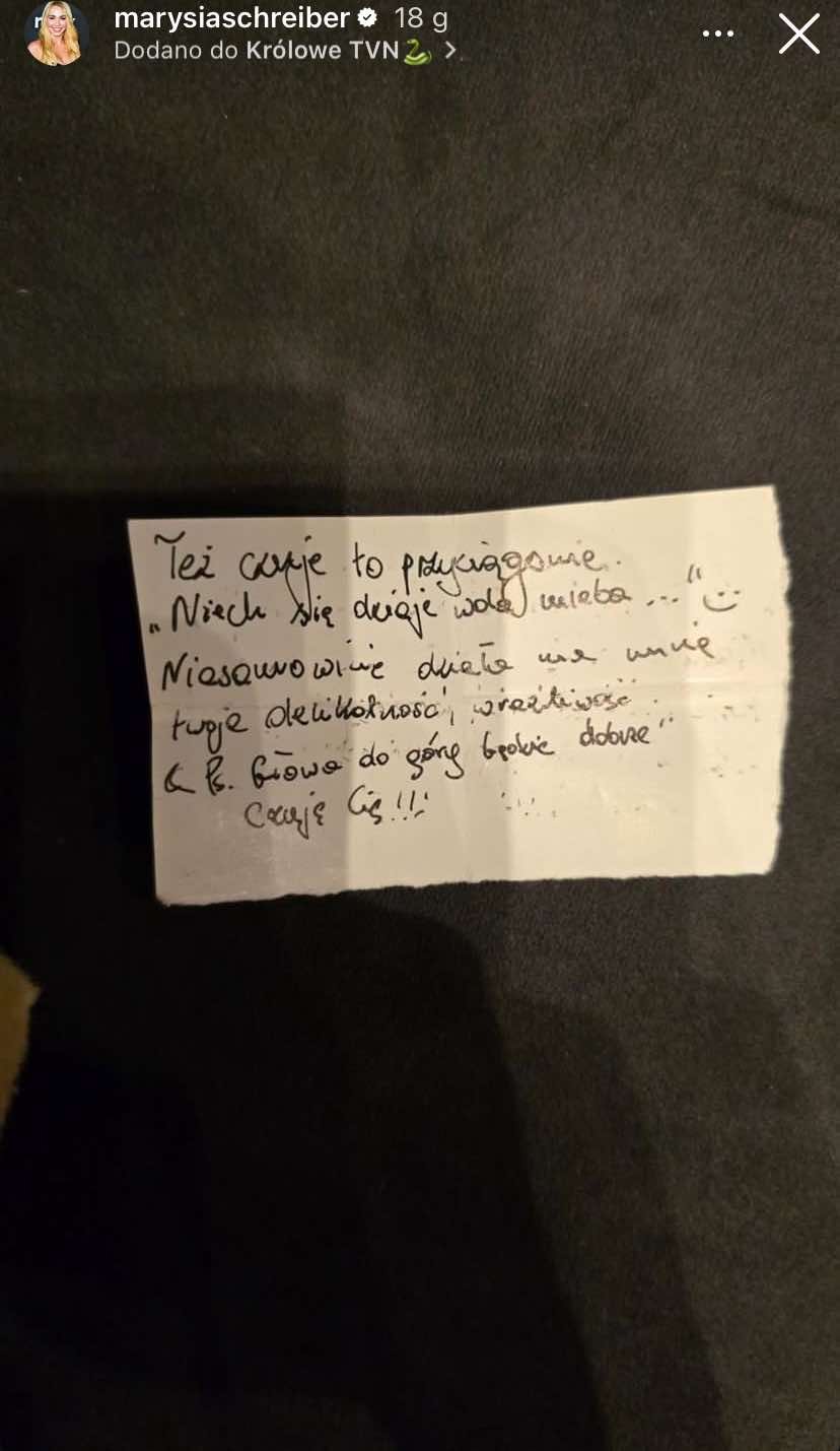Liściki miłosne opublikowane na Instagramie przez Mariannę Schreiber