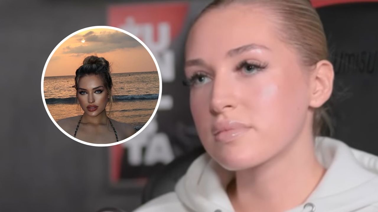 Caroline Derpieński pręży się na plaży w zwierzęcym stroju kąpielowym. Jest nie do poznania - ktoś tu lekko przesadził z przeróbkami