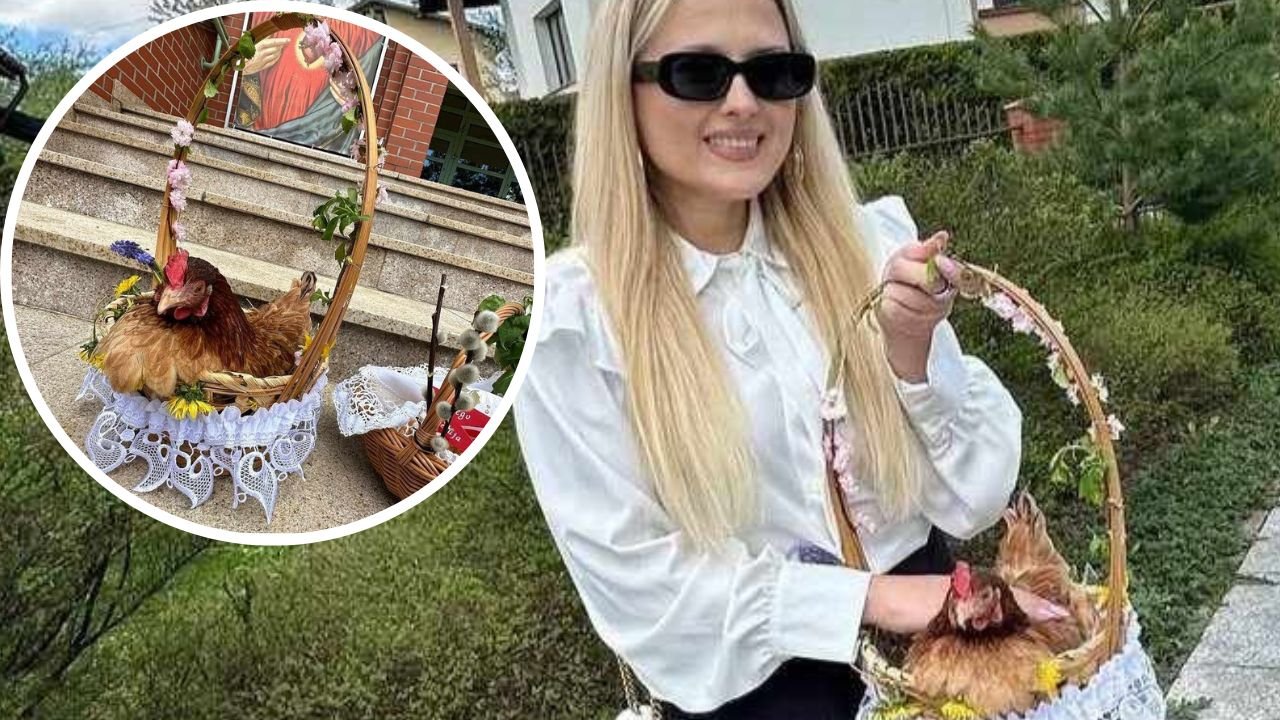 Gosia Andrzejewicz przyniosła żywą kurę do święcenia w koszyczku. Tak zareagował ksiądz [wideo]