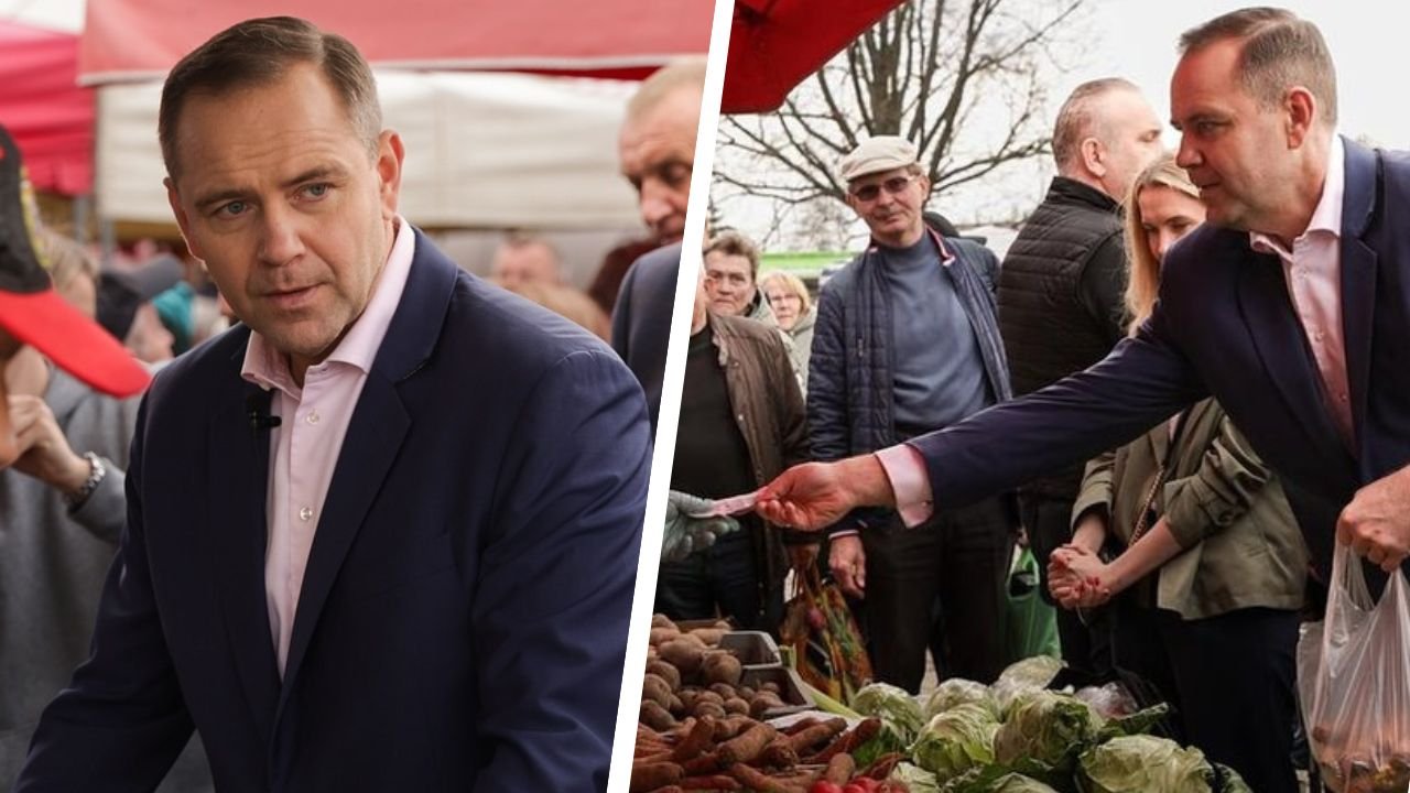 Karol od apartamentów udał się na targ. Pozował niczym Adam ze słynnego fresku Michała Anioła. Jest i mem