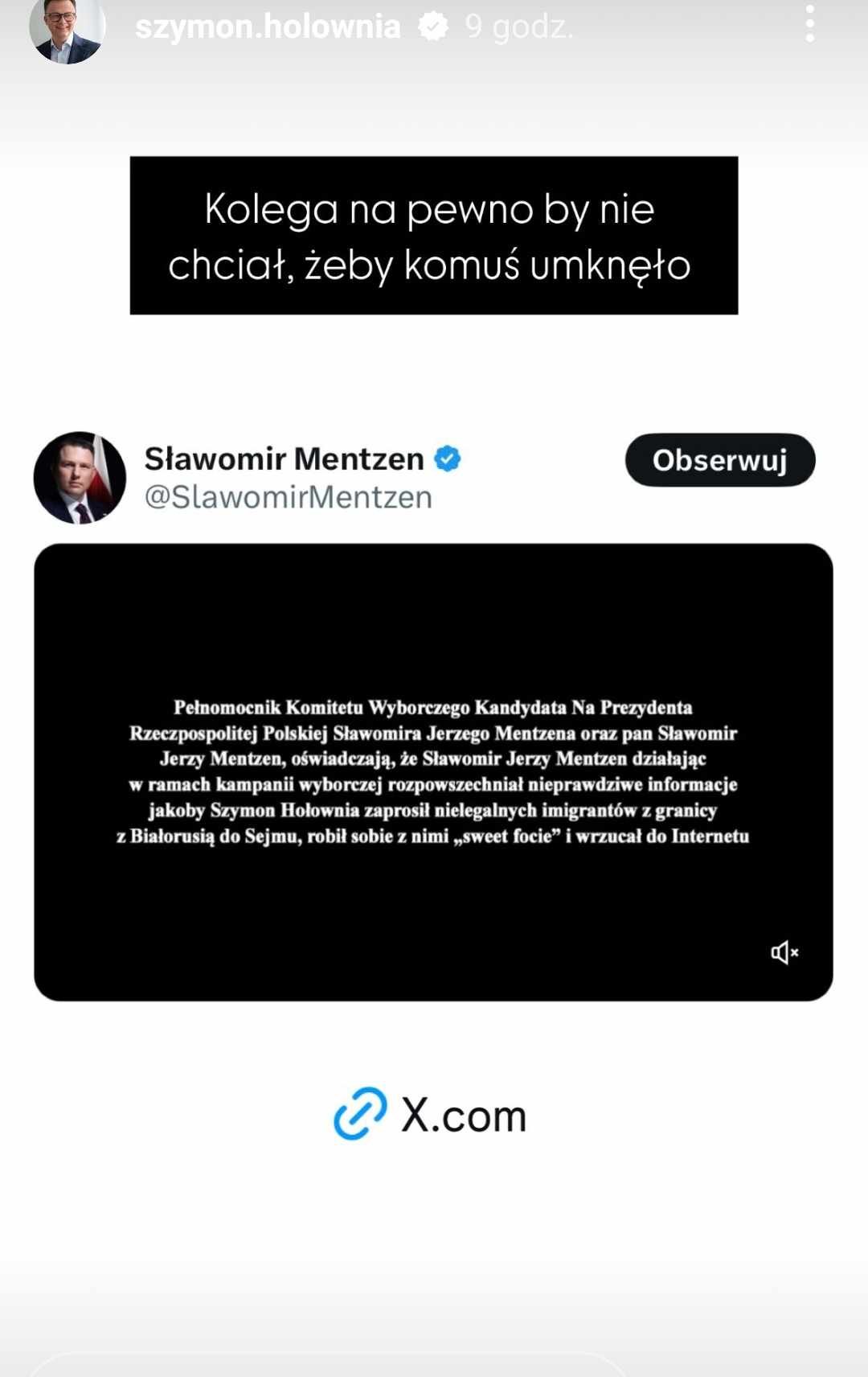 szymon-holownia post na Isntagramie