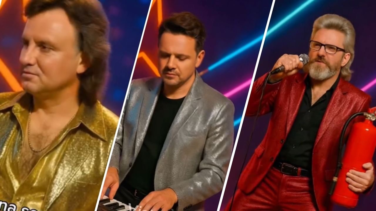 Koledzy z Wiejskiej jako reprezentanci na Eurowizji: Andrzej gra na cymbałach, Rafał na keybordzie, a Grześ śpiewa [wideo]