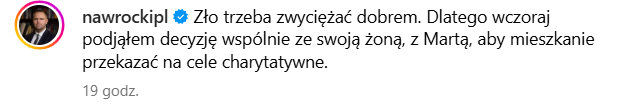 Karol Nawrocki, wpis na Instagramie o mieszkaniu