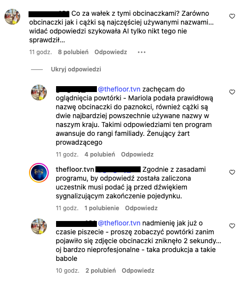 Opinie o programie The Floor na Instagramie