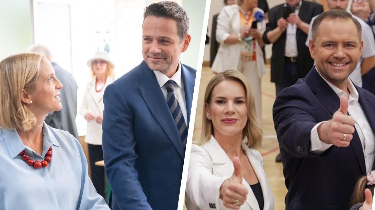 Trzasku i Karol z żonami - tak oddali swe głosy. Gosia w czerwonych koralach, Marta czarno-biała [porównujemy]